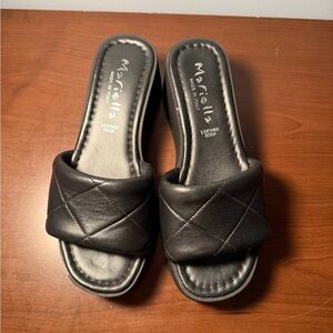 Mariella Black Quilted Slide Mules